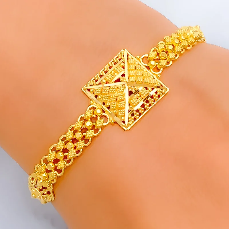 Women’s wedding bracelets-Geometric Elegant 22k Gold Bracelet