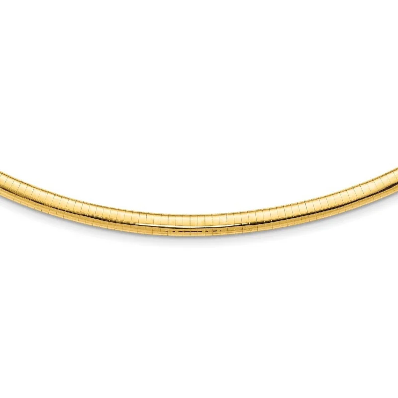 Women’s cuff bangles-Curata 14k Yellow Gold Solid Polished 6mm Domed Omega Bracelet 7 Inch Omega Clasp