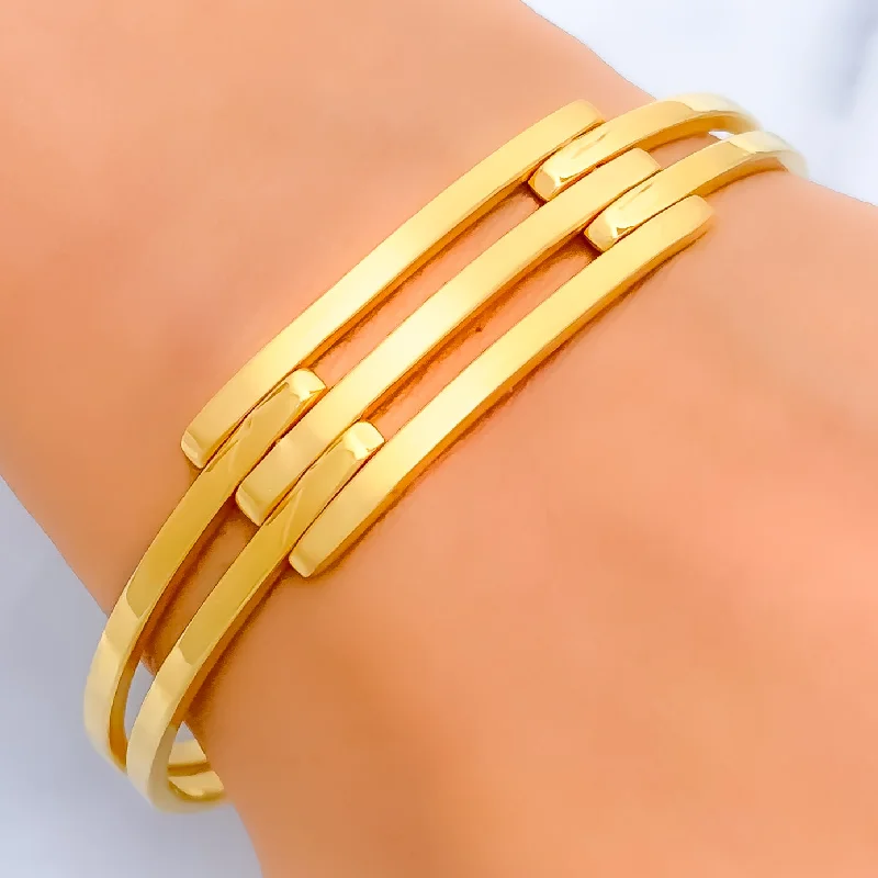 Women’s colorful bangles-Radiant Minimalist 22k Gold Sleek Bangle Bracelet