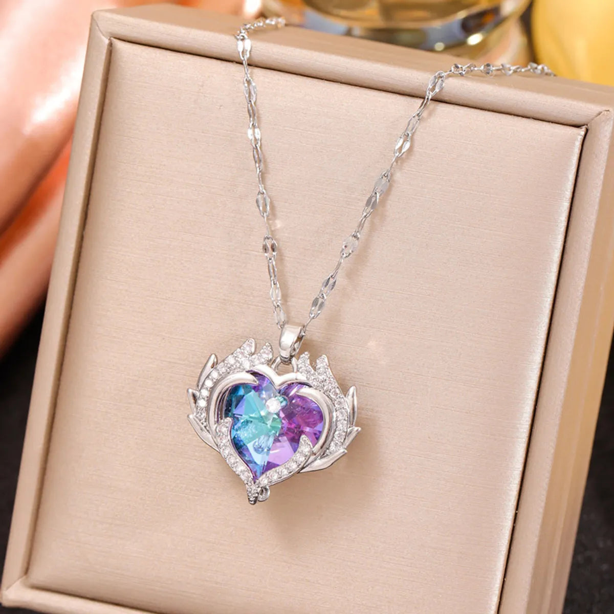 Women’s statement pearl necklaces-Sweet Heart Shape Copper Plating Inlay Artificial Crystal Pendant Necklace