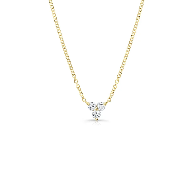 Women’s solid gold necklaces-Diamond Three-Stone Necklace