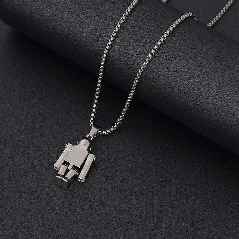 Movable Robot Titanium Steel Necklace 70cm