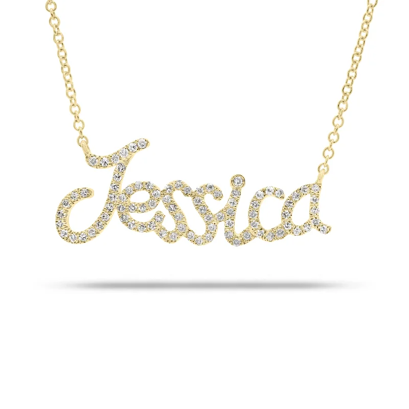 Women’s chunky gold necklaces-Diamond Single-cut Name Necklace