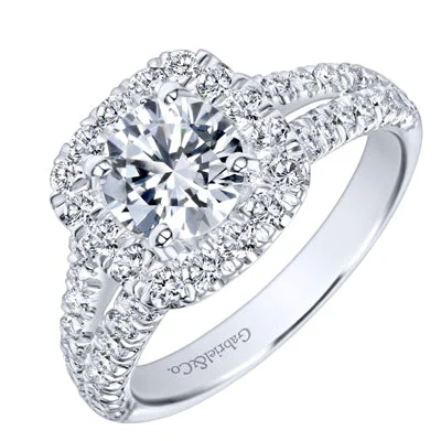 Women’s engagement rings with side stones-Gabriel James Diamond Halo Engagement Ring Setting in 14kt White Gold (7/8ct tw)