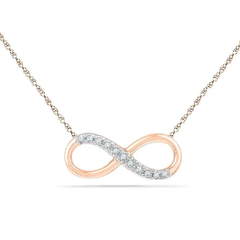 Women’s engraved necklaces-Diamond Infinity Pendant Necklace, Silver or Gold