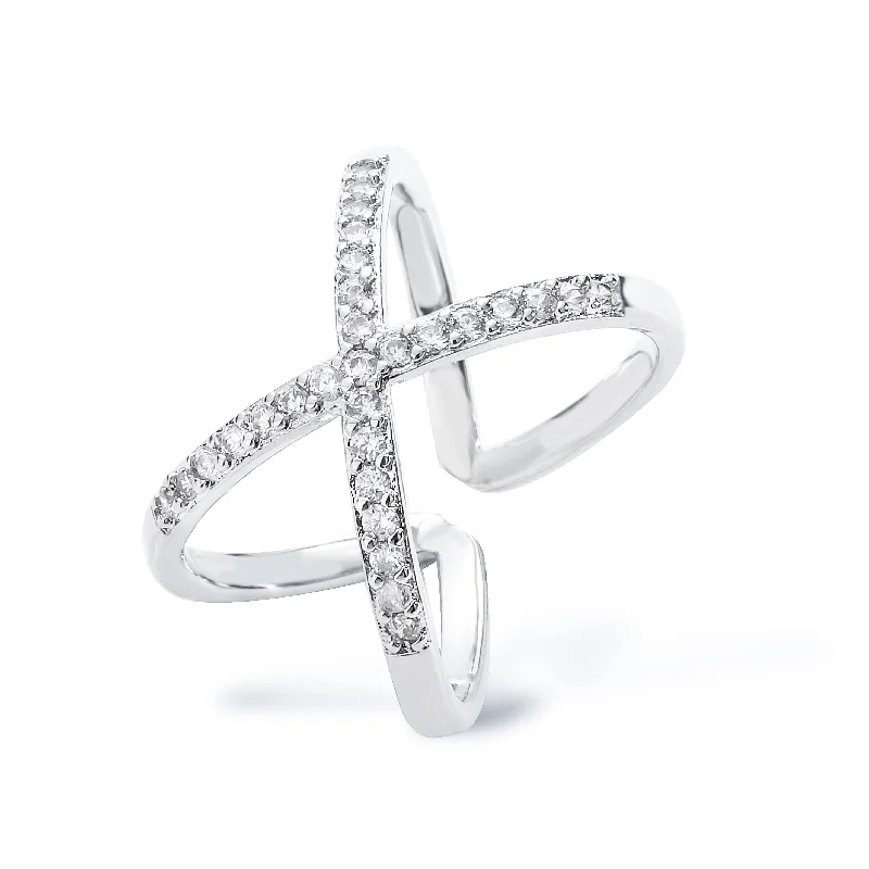 White Gold Color X-Shaped Cross