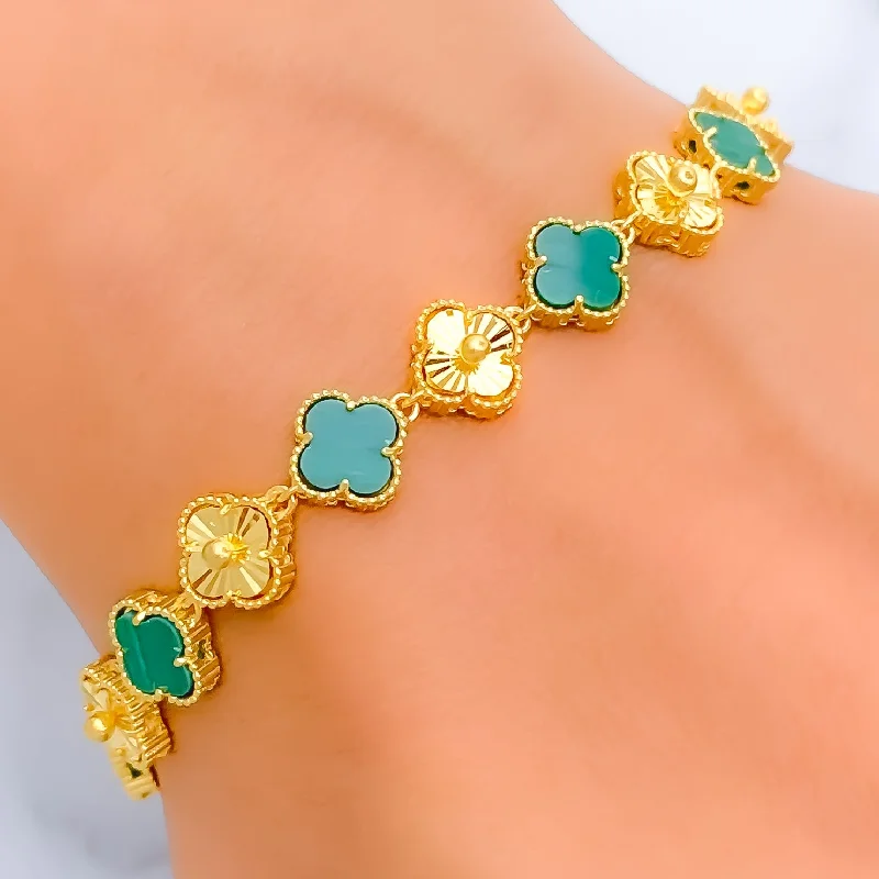 Women’s silver chain bangles-Evergreen Charming 21k Gold Bracelet