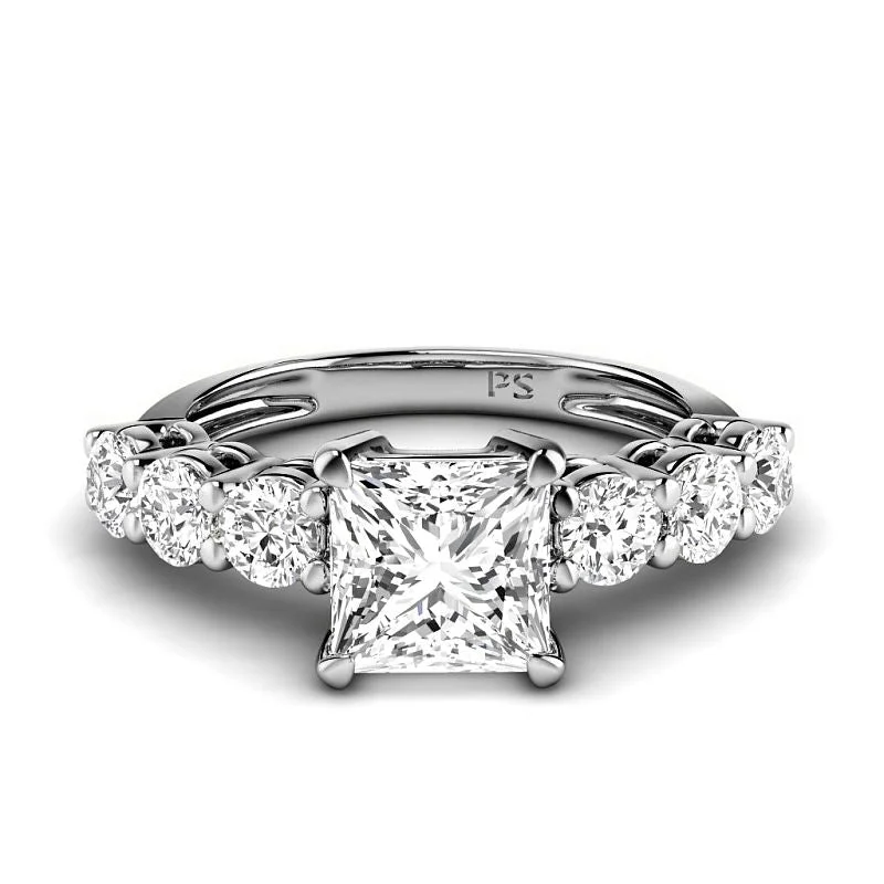 Women’s engagement rings with diamonds-1.50-4.00 CT Round & Princess Cut Lab Grown Diamonds - Engagement Ring