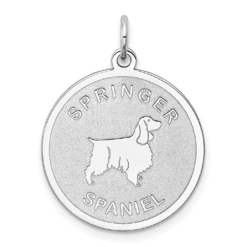 Women’s handmade rings-Diamond2Deal 925 Sterling Silver Springer Spaniel Disc Pendant (L- 26 mm, W- 19 mm)