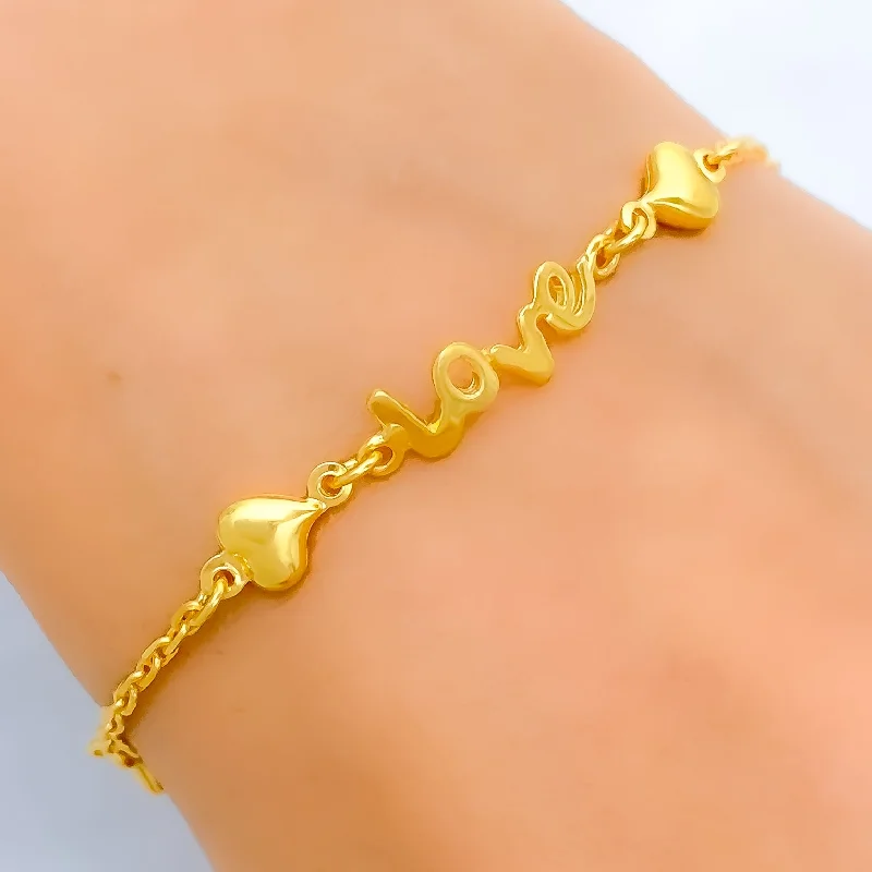 Women’s antique bangles-Unique Charming Love 22k Gold Bracelet