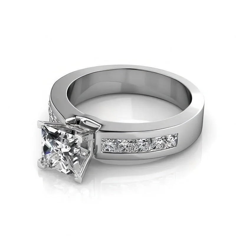 Women’s solitaire engagement rings-1.25-2.40 CT Princess Cut Diamonds - Engagement Ring