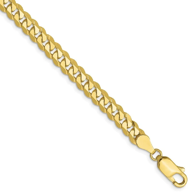 Women’s sterling silver chain bracelets-Leslie's 10k Yellow Gold 4.6mm Flat Beveled Curb Chain Bracelet, 7"