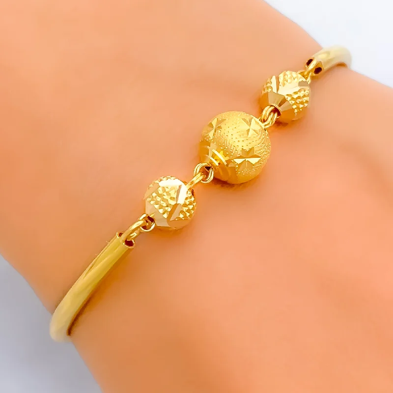 Women’s modern bracelets-Shimmering Star 22k Gold Orb Flexi Bangle Bracelet