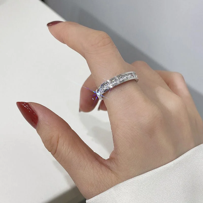 Single Row Diamond Ring-Silver