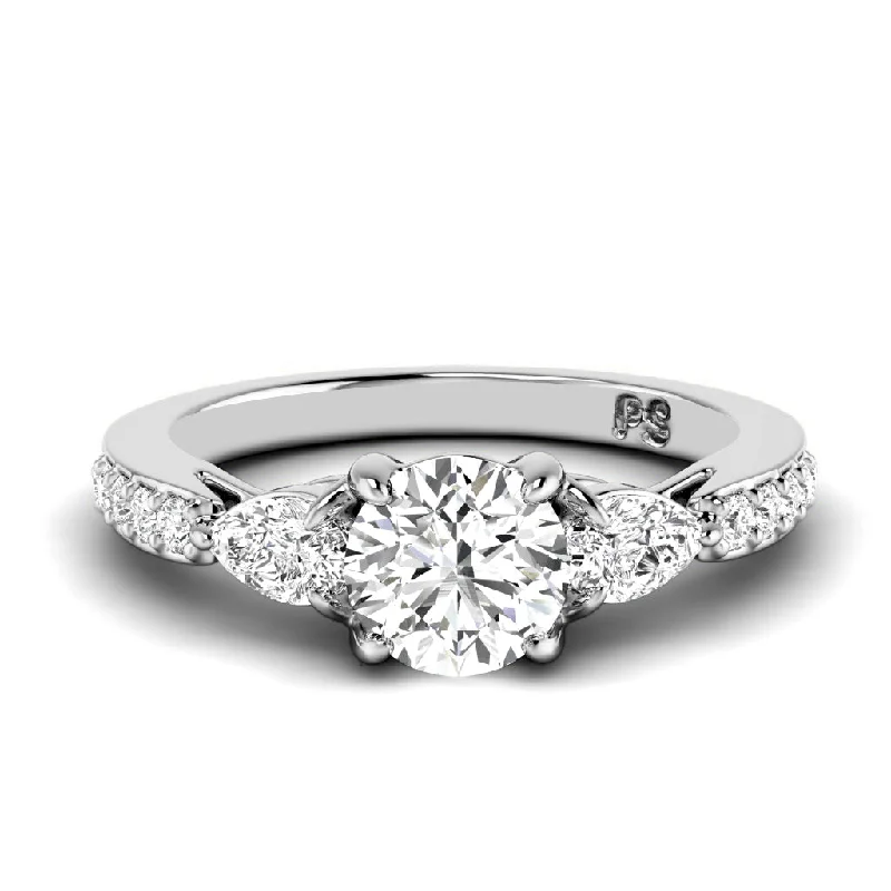 Women’s dual diamond engagement rings-0.85-2.00 CT Round & Pear Cut Diamonds - Engagement Ring