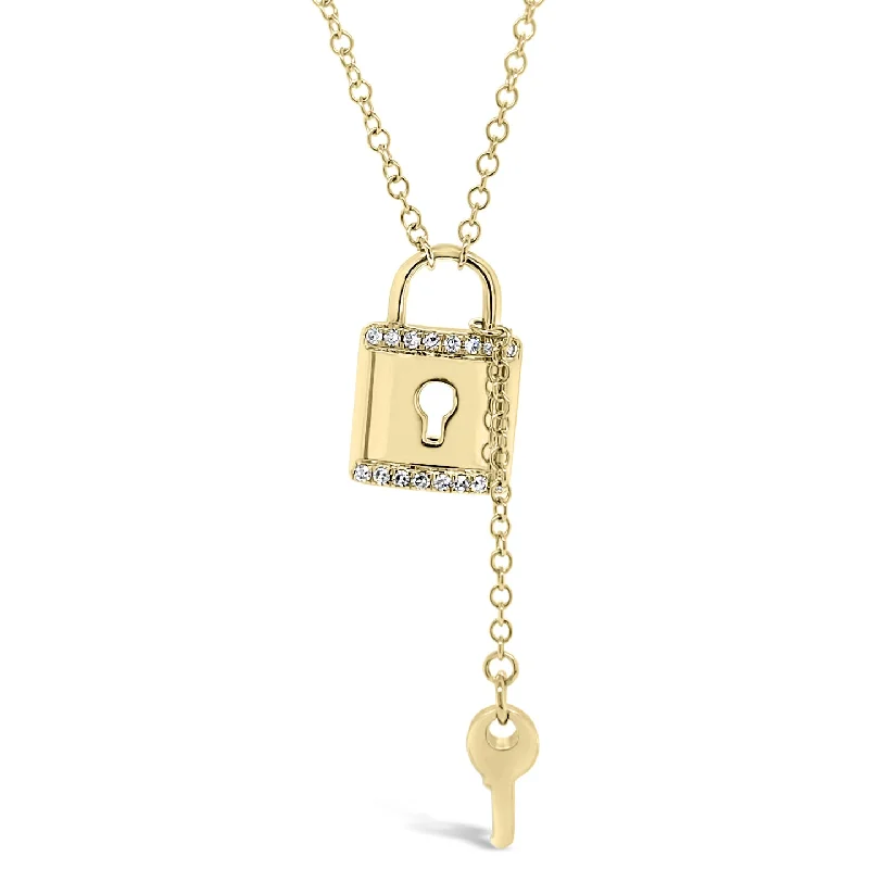 Women’s layered necklaces-Diamond Lock & Key Pendant