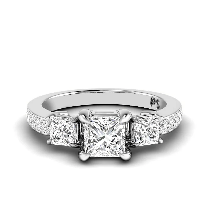 Women’s vintage style engagement rings with diamonds-1.20-2.35 CT Round & Princess Cut Diamonds - Engagement Ring