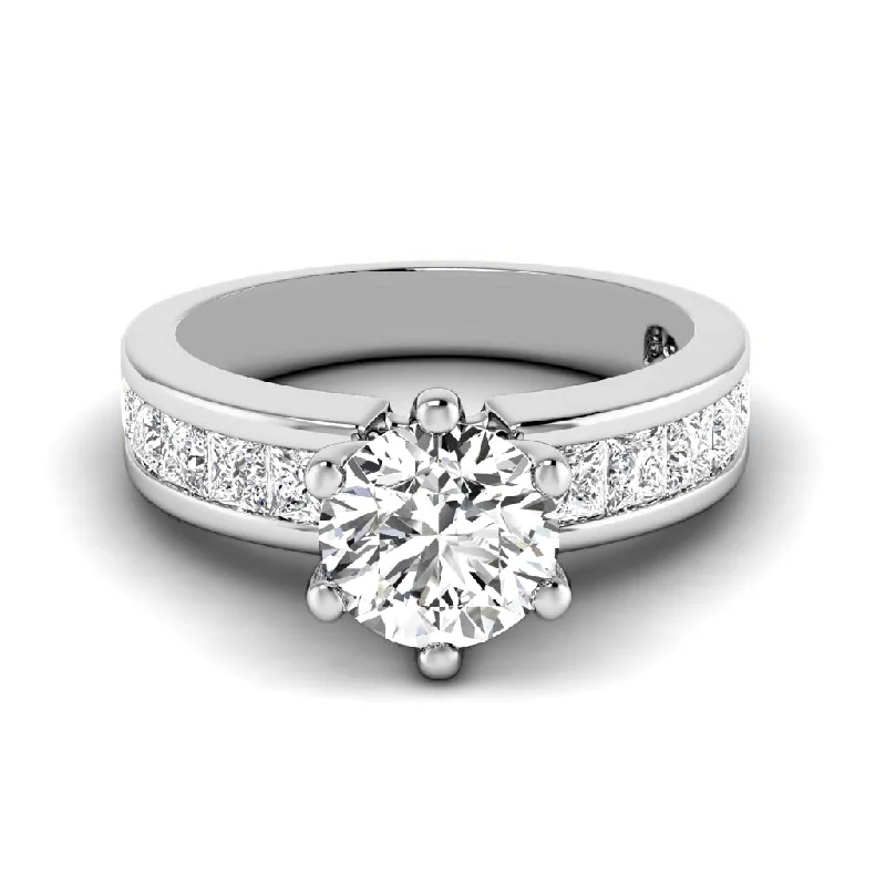 Women’s white gold engagement rings-1.25-2.40 CT Princess & Round Cut Diamonds - Engagement Ring