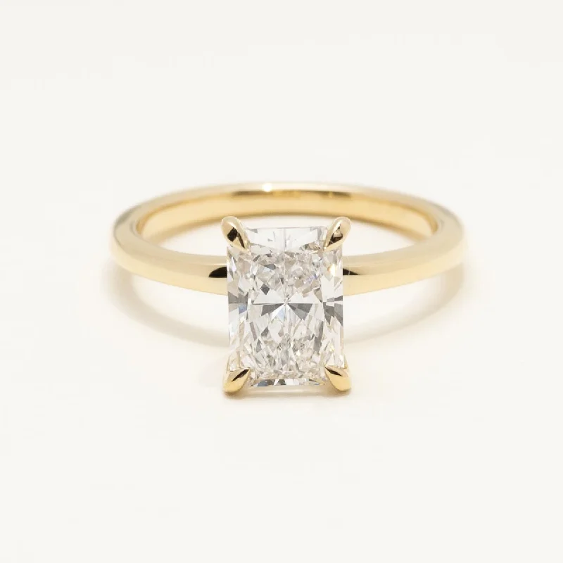 Women’s moissanite engagement rings-Lab Grown Radiant Cut Diamond Solitaire Engagement Ring in 14kt Yellow Gold (2ct)