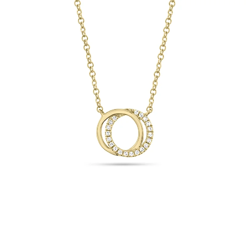 Women’s infinity necklaces-Diamond & Gold Interlocking Circles Pendant