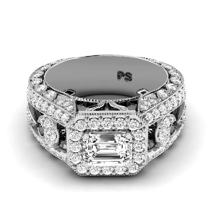 Women’s custom-designed engagement rings-1.30-2.45 CT Round & Emerald Cut Diamonds - Engagement Ring