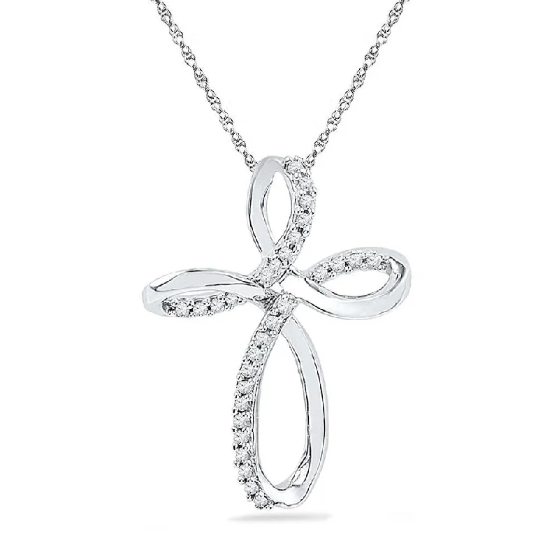 Women’s heart-shaped necklaces-Swirling Cross Diamond Necklace