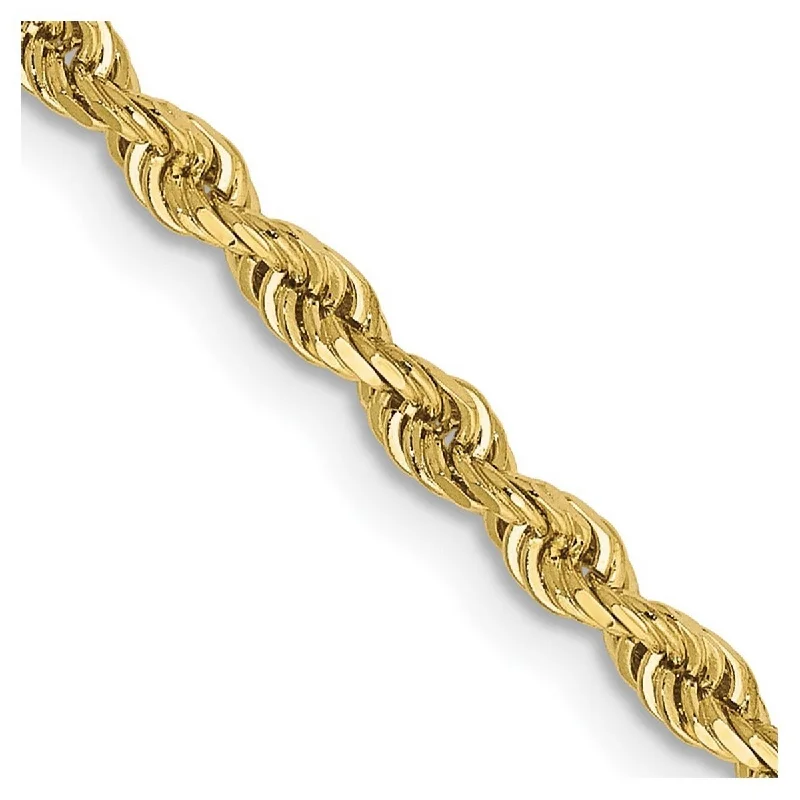 Women’s unique bangles-Curata 10k Yellow Gold Solid 2.75mm Sparkle Cut Quadruple Rope Chain Bracelet