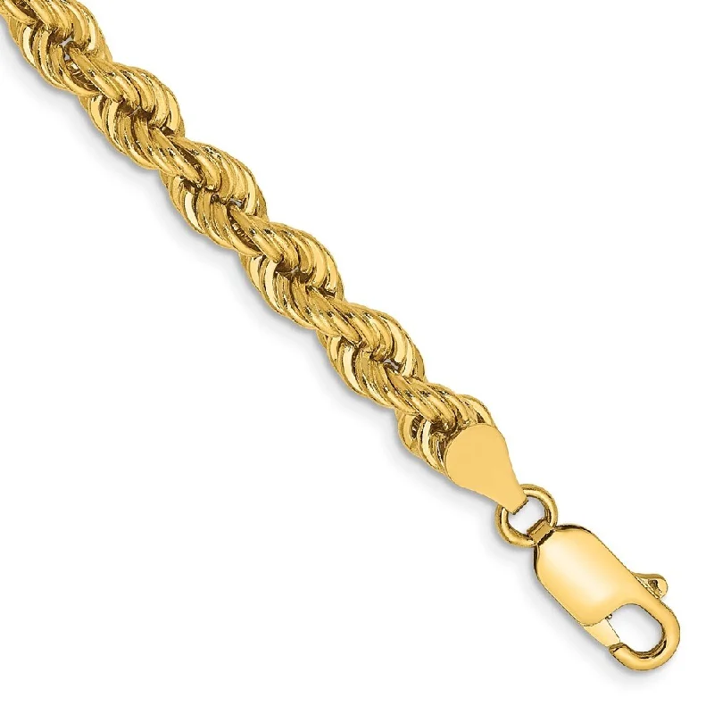 Women’s gemstone bracelets-14k Yellow Gold 5mm Regular Rope Chain Bracelet, 7"