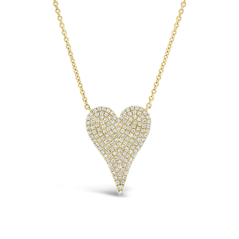 Women’s gold-plated necklaces-Diamond Medium Elongated Heart Pendant Necklace