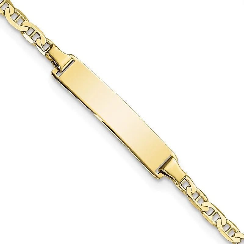 Women’s custom design bracelets-10k Yellow Gold Flat Anchor Link ID Bracelet, 7" (W-4.07mm)