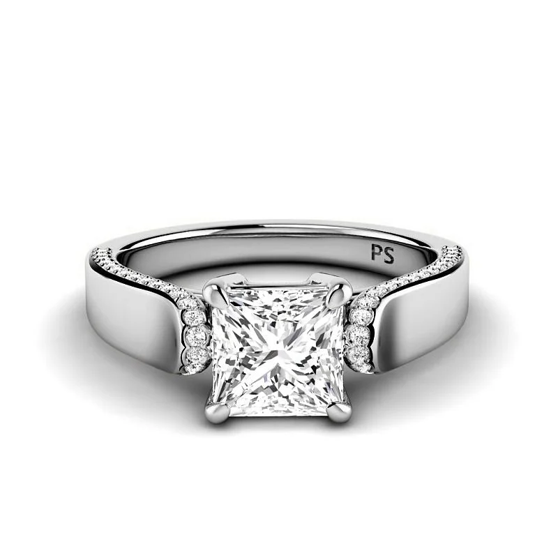 Women’s solitaire engagement rings-0.75-3.25 CT Round & Princess Cut Lab Grown Diamonds - Engagement Ring