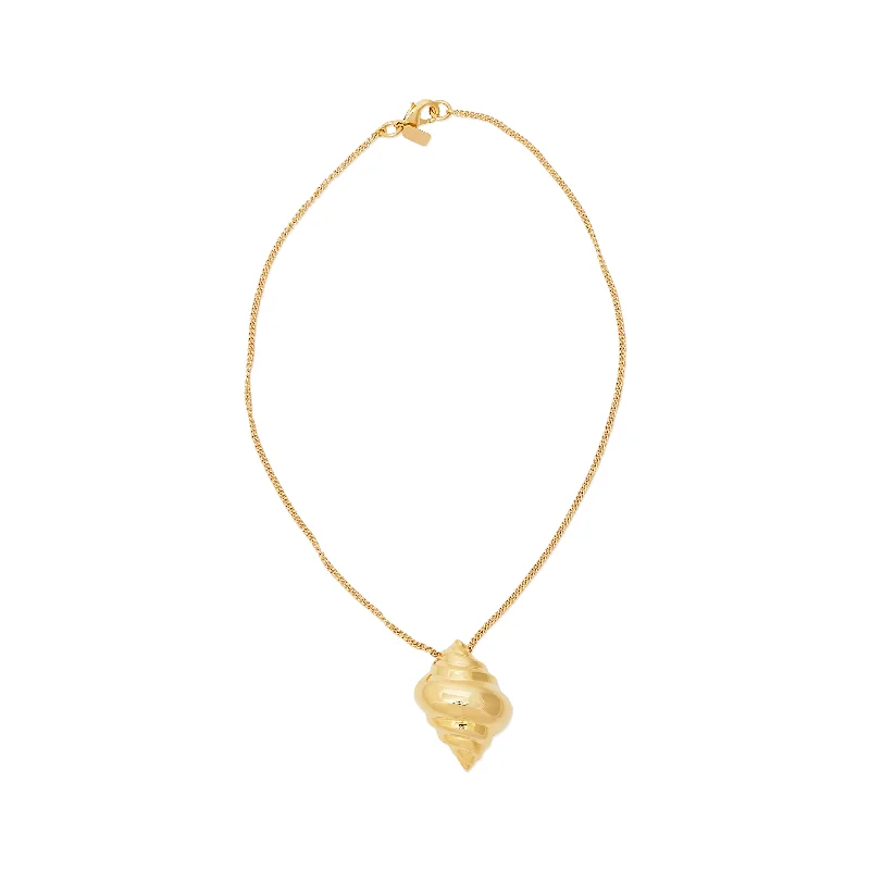 Women’s choker necklaces-Gold Chain & Seashell Pendant Necklace