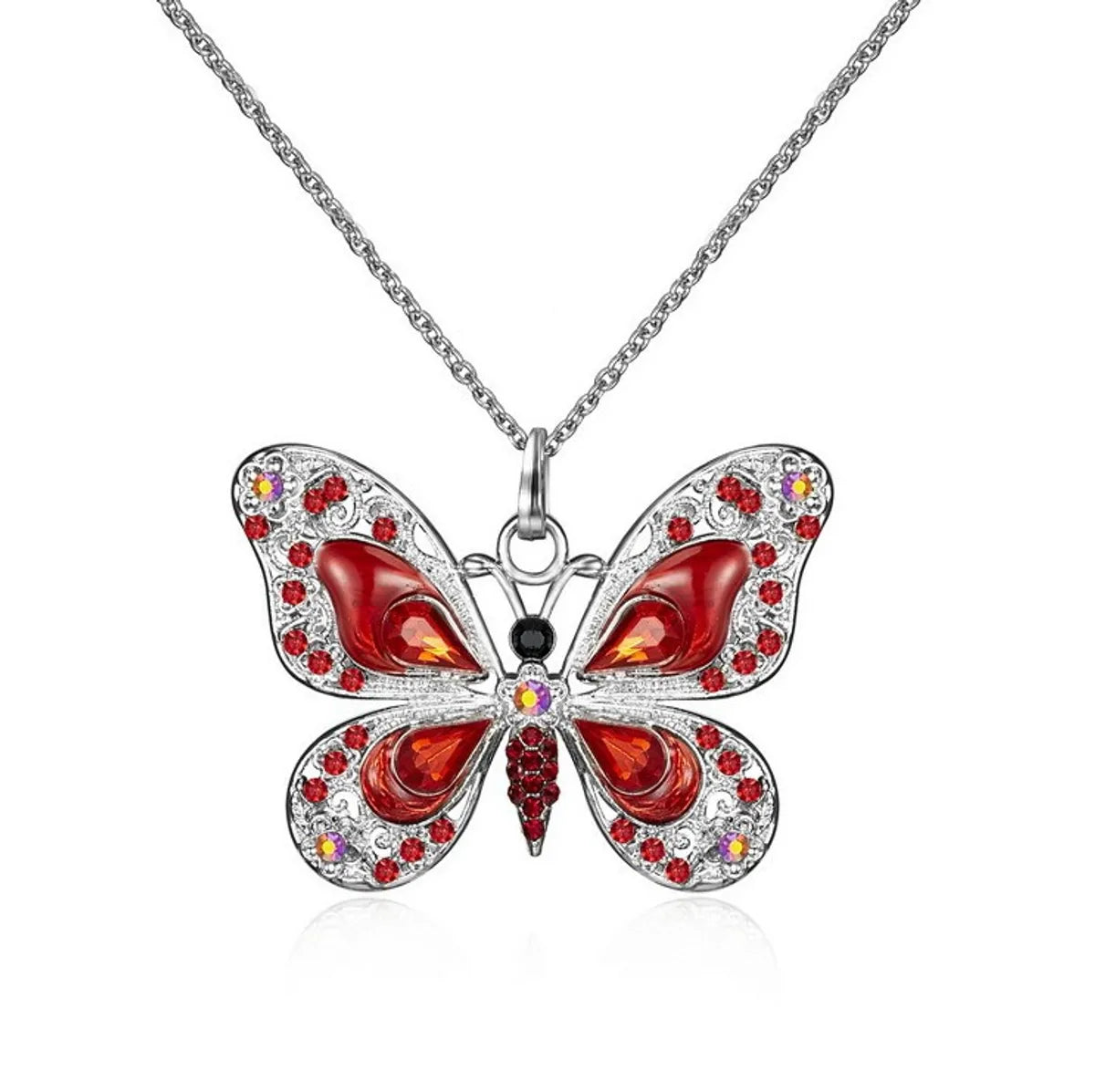 Women’s butterfly necklaces-1 Piece Cartoon Style Butterfly Alloy Inlay Rhinestones Women's Necklace