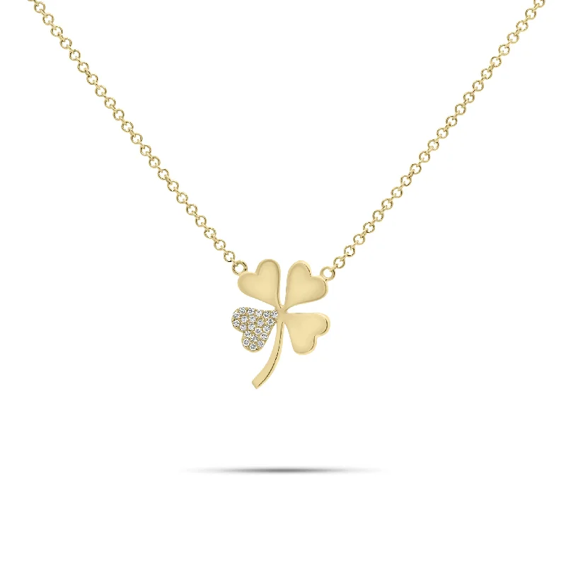 Women’s antique-style necklaces-Diamond-Accented Four-Leaf Clover Pendant Necklace