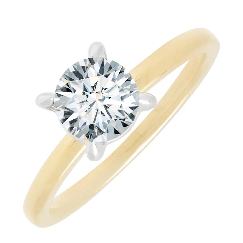 Women’s three-stone engagement rings-Solitaire Diamond Engagement Ring Setting in 14kt Yellow Gold