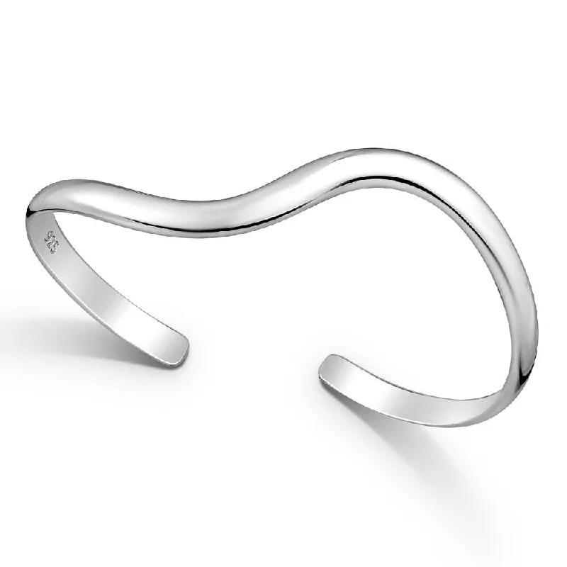 Women’s silver chain bangles-Sterling Silver Squiggle Cuff Bracelet