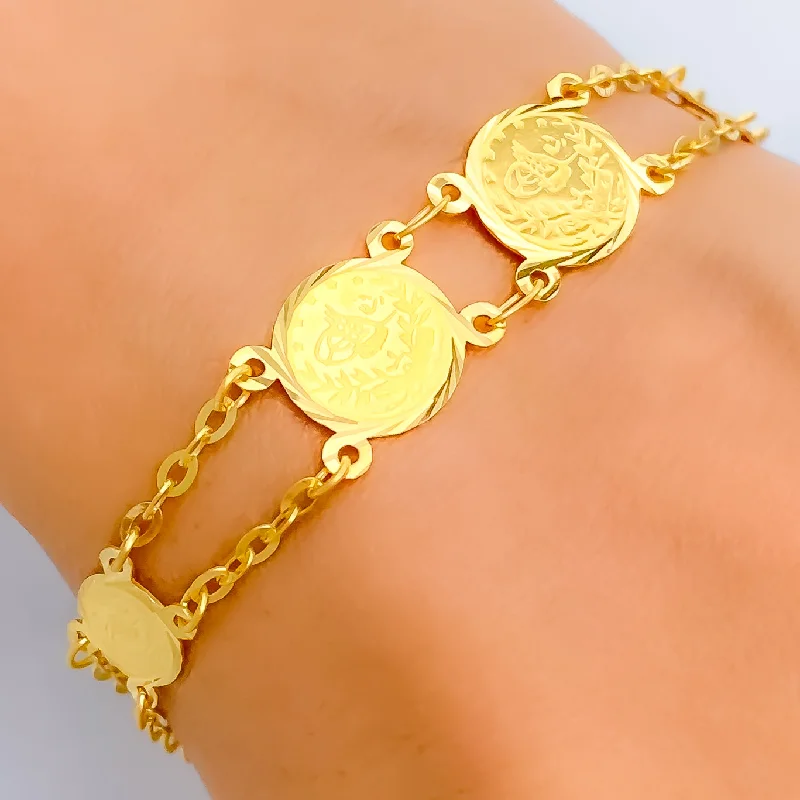 Women’s infinity bracelets-Radiant Graceful 21k Gold Coin Bracelet