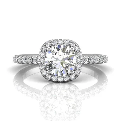 Women’s cushion halo engagement rings-Martin Flyer Diamond Halo Engagement Ring Setting in 14kt White Gold (3/8ct tw)