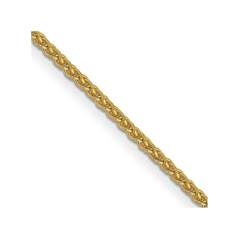 Women’s adjustable bangles-Curata 14k Yellow Gold Lobster Claw Closure 1mm Solid Sparkle Cut Spiga Chain Bracelet