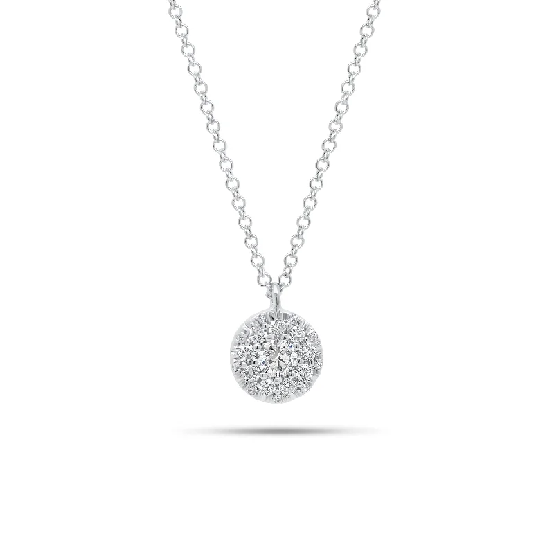 Women’s gold-plated necklaces-Multi-Diamond Circle Pendant