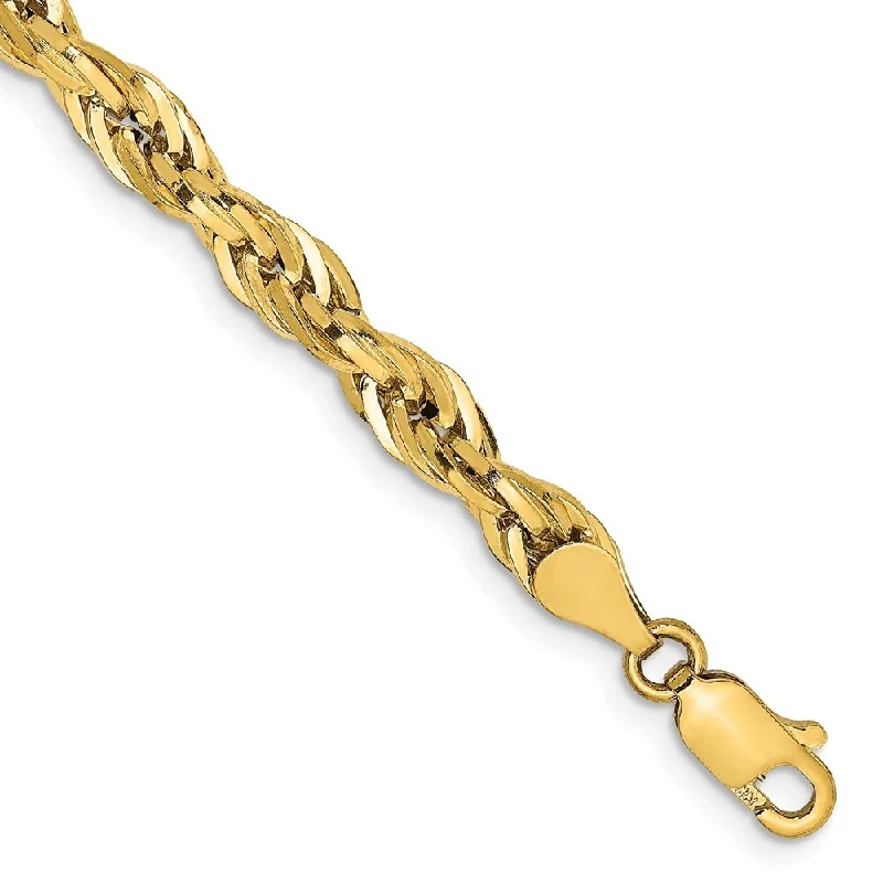 Women’s sterling silver bangles-14k Yellow Gold 4.75mm Semi-Solid Rope Chain Bracelet, 7"