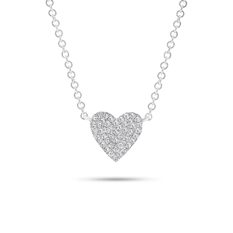 Women’s zodiac necklaces-Pave Diamond Classic Heart Pendant Necklace