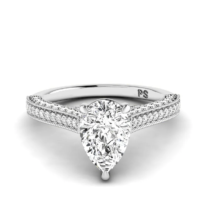 Women’s geometric engagement rings-1.15-3.65 CT Round & Pear Cut Lab Grown Diamonds - Engagement Ring