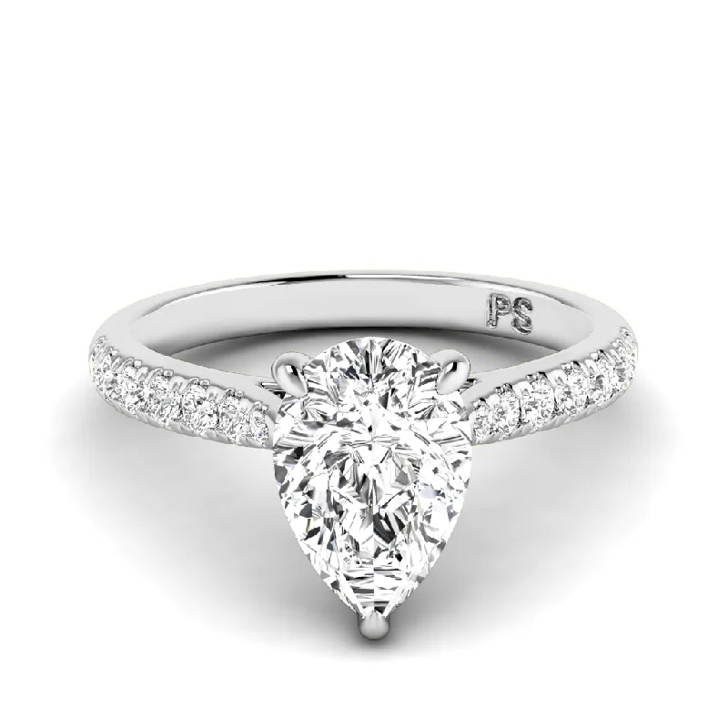 Women’s engraved engagement rings-0.85-3.35 CT Round & Pear Cut Lab Grown Diamonds - Engagement Ring