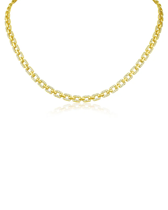 Women’s boho gold necklaces-Pave Cubic Zirconia Link Necklace