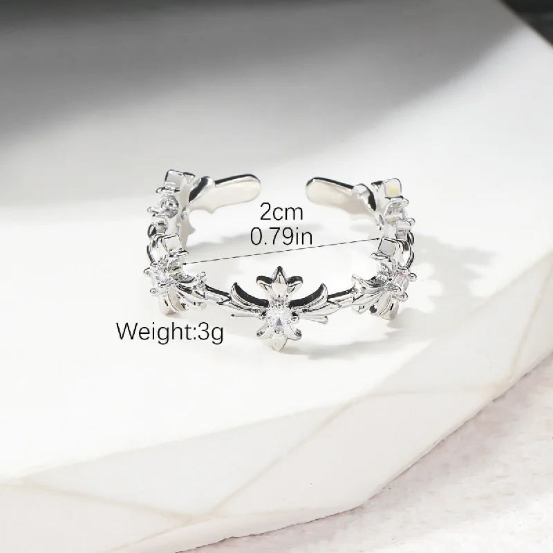 Women’s floral rings-Wholesale Casual Simple Style Cross Copper Open Rings