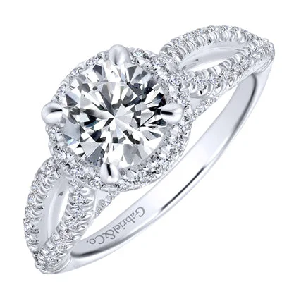 Women’s antique style engagement rings-Gabriel Holly Halo Diamond Engagement Ring Setting in 14kt White Gold (1/2ct tw)