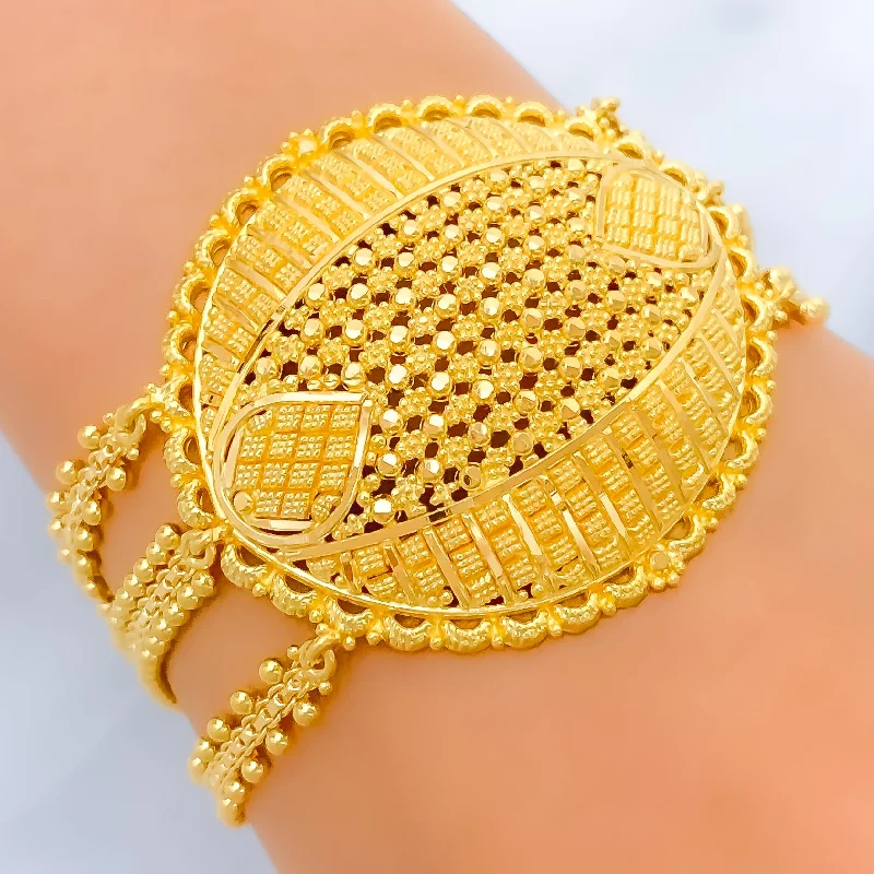 Women’s gold bracelets-Bold Oval Statement 22k Gold Bracelet