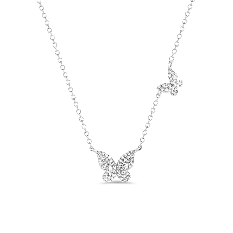 Women’s unique necklaces-Diamond Butterflies Necklace