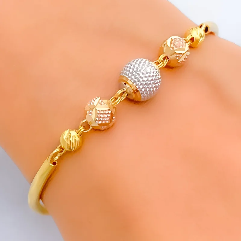 Women’s layered bracelets-Timeless Textured 22k Gold Orb Flexi Bangle Bracelet